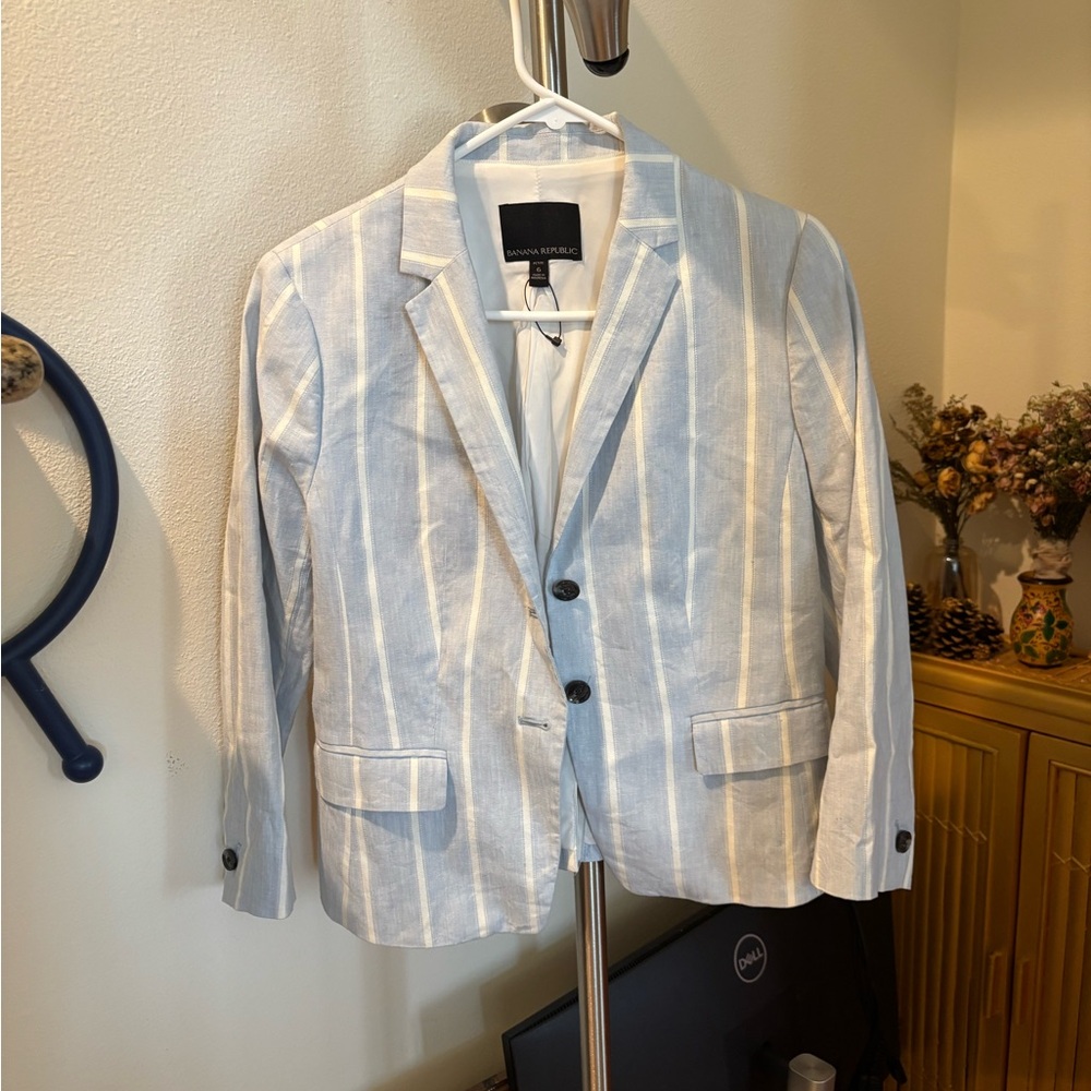 Banana Republic Light Blue Striped Blazer